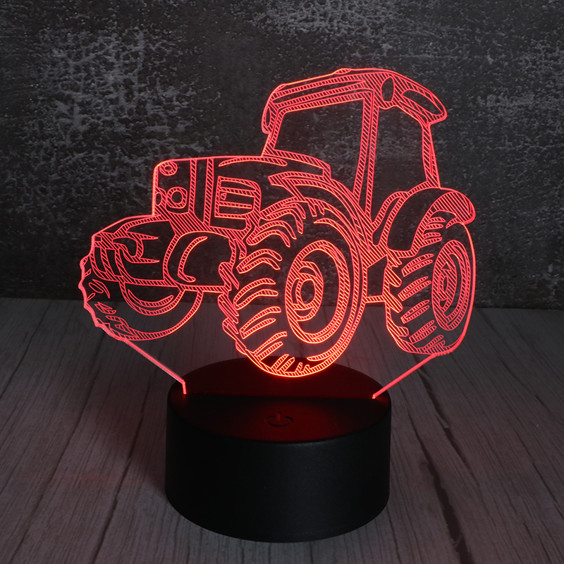 3d亞克力小夜燈創(chuàng)意led插電遙控亞克力小夜燈拖拉機定制