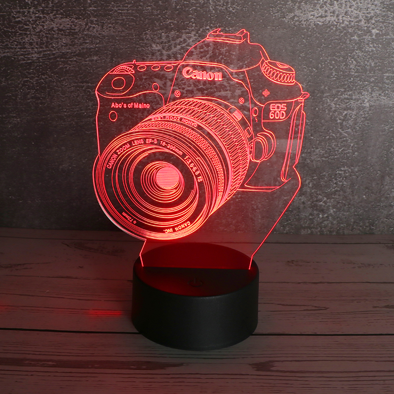 3d亞克力diy小夜燈創(chuàng)意七彩led亞克力小夜燈照相機定制