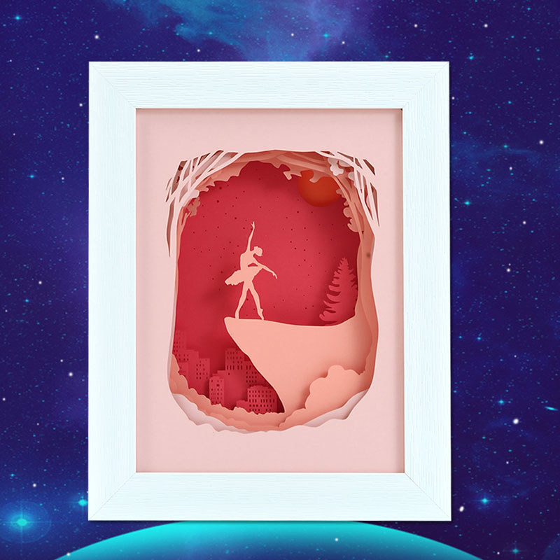 3d疊影紙雕燈芭蕾舞者創(chuàng)意紙雕小夜燈廠家定制