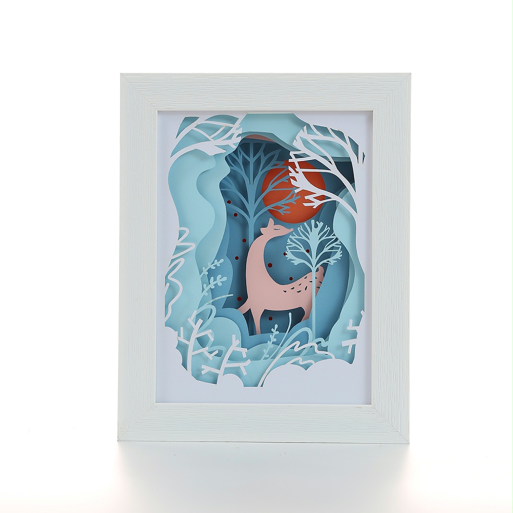 創(chuàng)意3d紙雕燈麋鹿光影紙雕燈動物疊影燈廠家定制