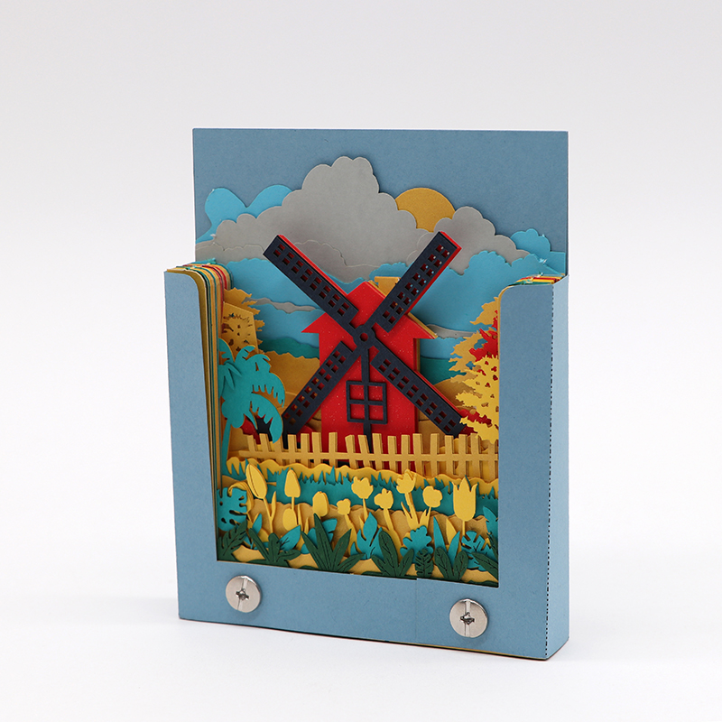 3d藝術便簽薄款立體創(chuàng)意風車模型便簽紙廠家定制