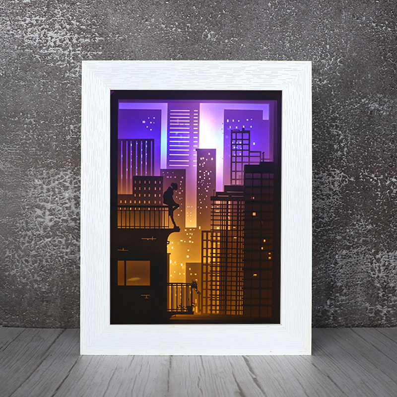 3d光影紙雕燈擺件創(chuàng)意鏤空紙雕剪影燈擺件迷途廠家定制