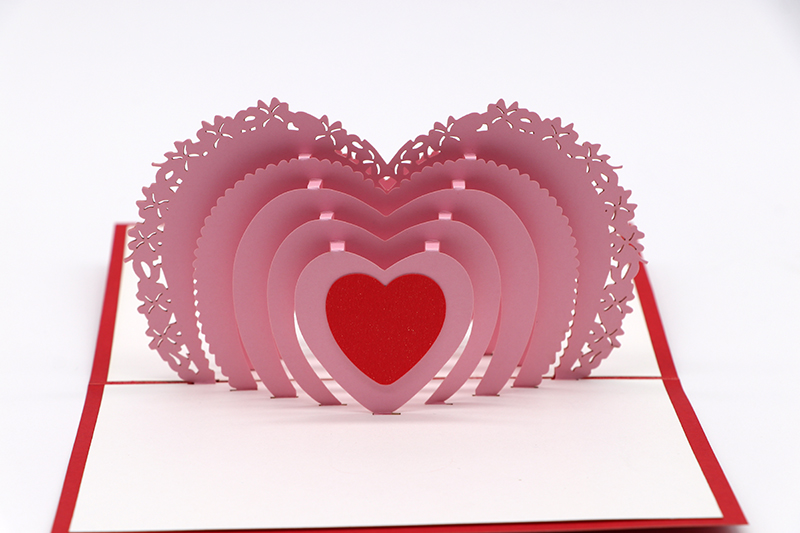 3d鏤空立體賀卡創(chuàng)意心形鏤空立體賀卡廠家定制批發(fā)